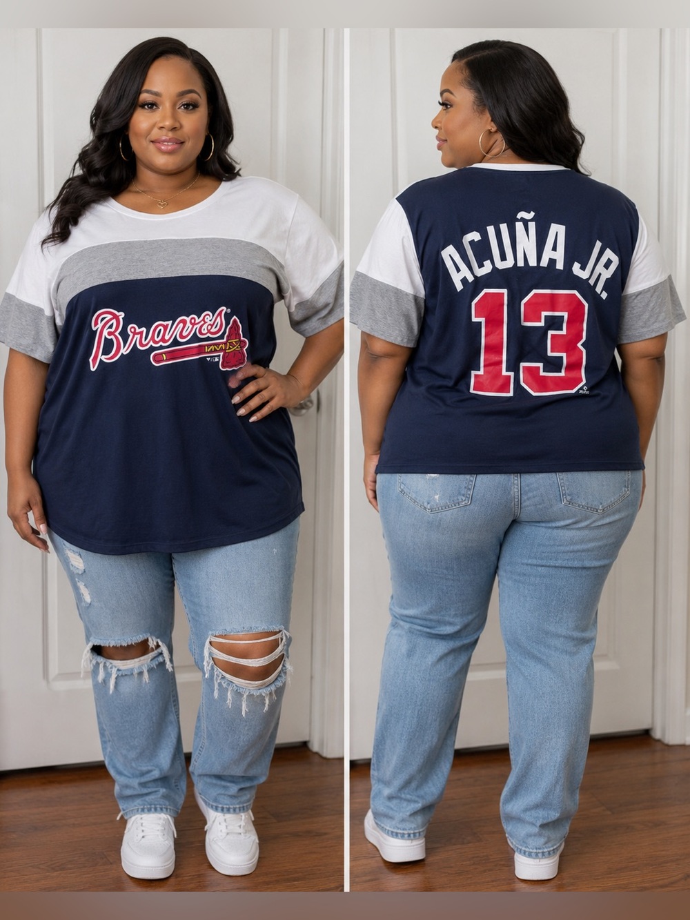 Atlanta Braves Acuña Jr. #13 Navy Colorblock Tee size 3X